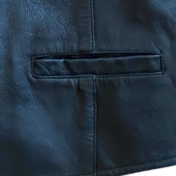 Vintage Wilsons Black All Leather 90s Y2K Moto Biker Rodeo Western Vest-XL - Picture 3 of 14